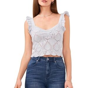 NWT Chelsea & Violet
Pointelle Stitched Scalloped Eyelet Knit Tank Gray Down
